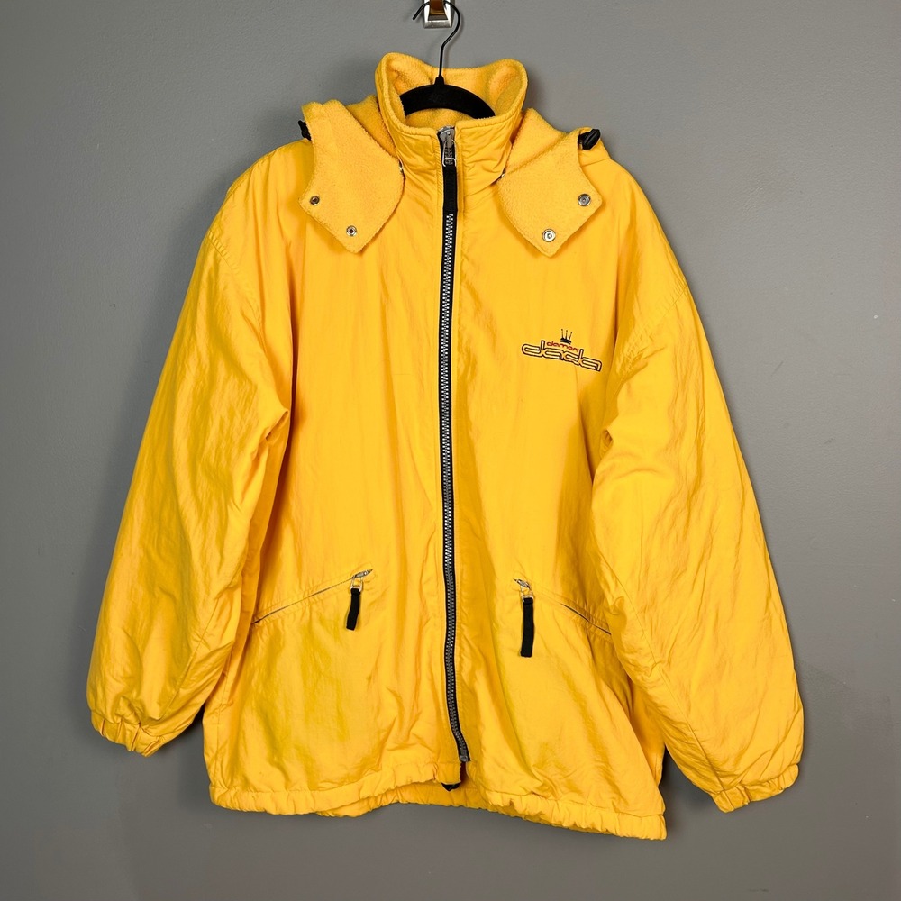 Vintage Damani Dada Parka Jacket Men's XL Yellow Hooded Parka Fleece Streetwear